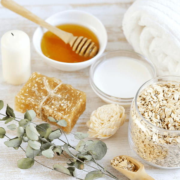 The Benefits of Oatmeal in Soap There are many benefits to using oatmeal in soap, especially if you suffer from dry, irritated skin, eczema, psoriasis, or dermatitis. Get the relief you need and deserve from the soothing natural goodness of colloidal oatm