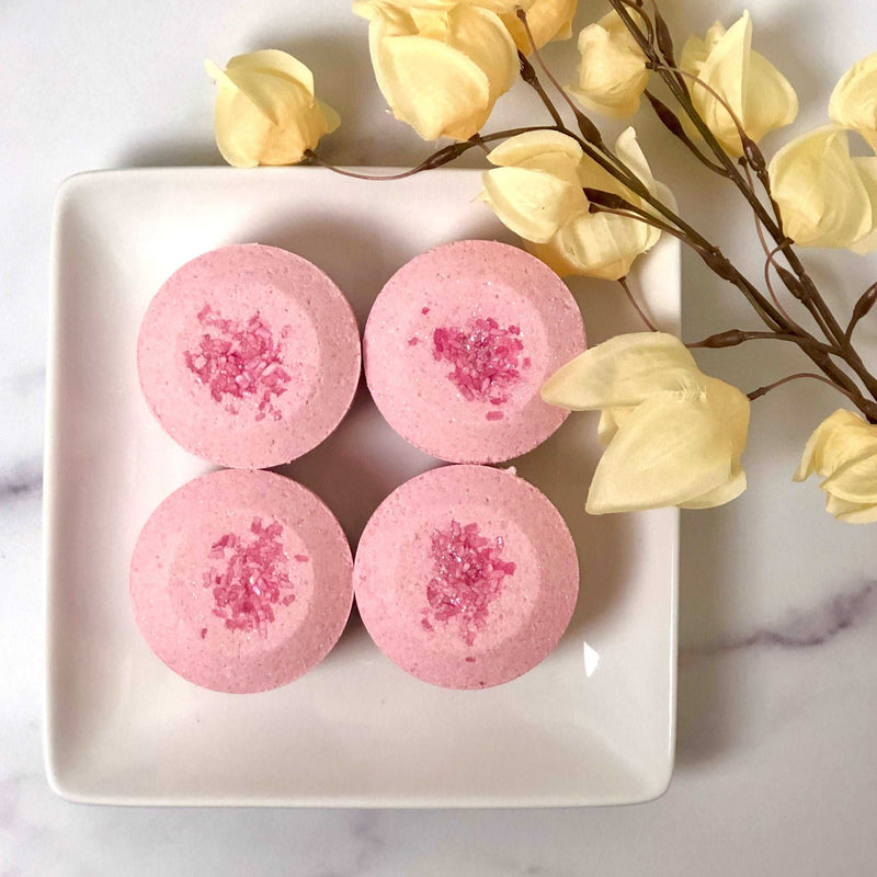 Rice Petals & Shea Bubbling Bath Bomb from Sweet Surrender  8, luxury bath bombs, foaming bath bombs, bubbling bath fizzies, foaming bath soak, bath fizzies, dry skin, body care, bath care, bath and body care, sweet surrender bath bombs