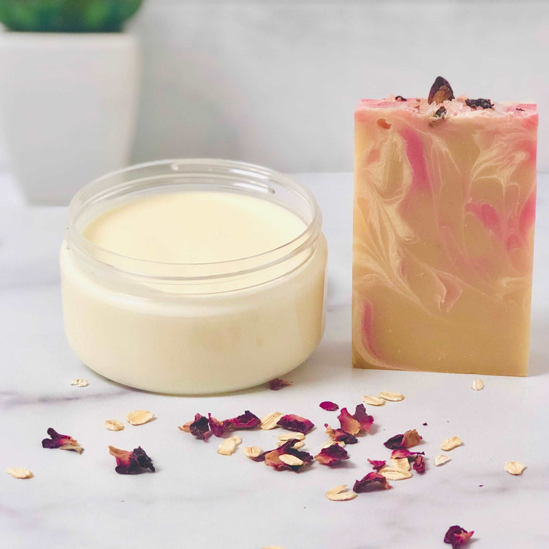 Healthy Skin Duo from Sweet Surrender  45, dry skincare treatment, sensitive skincare treatment, dry skin, sensitive skin, goat milk, oatmeal soap set, bar soap set, soap bar set, gift set, skincare for black women, skincare for women of color, soap gift set for her, soap gifts, luxury soap gift set
