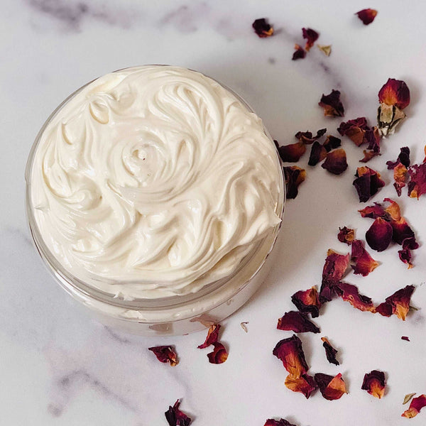 Lavender Whipped Body Butter from Sweet Surrender  34, creamy body butter for eczema, whipped body butter for psoriasis, body butter for dry skin, body butter for sensitive skin, body butter for babies, lavender body butter for women of color, dry skin body butter